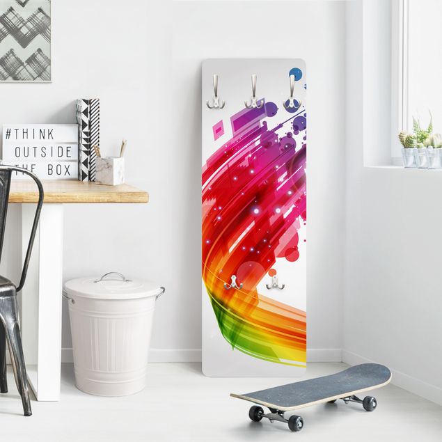 Wall mounted coat rack patterns Rainbow Wave And Bubbles
