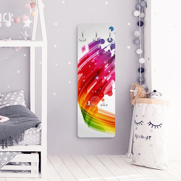Wall mounted coat rack multicoloured Rainbow Wave And Bubbles