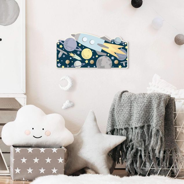 Wall mounted coat rack Rocket And Planets