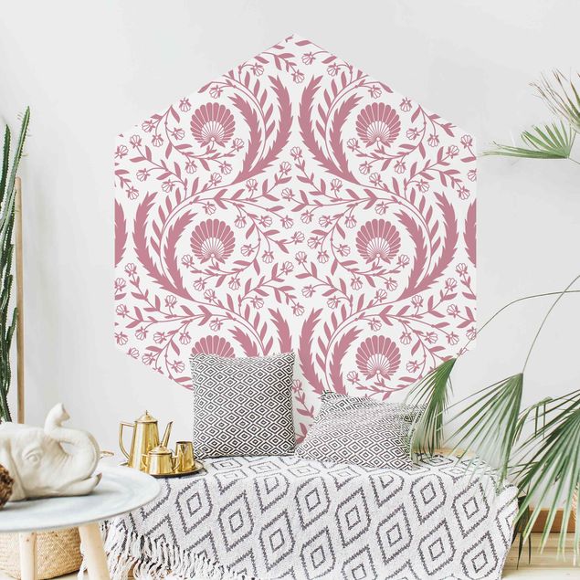 Wallpapers flower Tendrils with Fan Flowers in Antique Pink