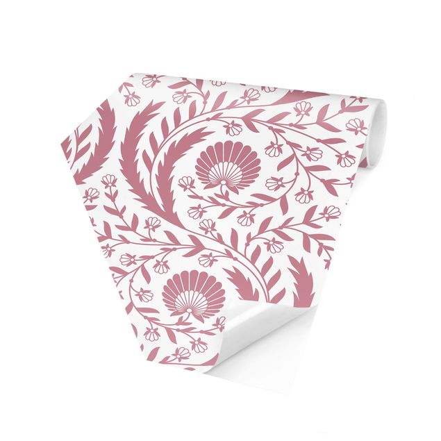 Wallpapers patterns Tendrils with Fan Flowers in Antique Pink