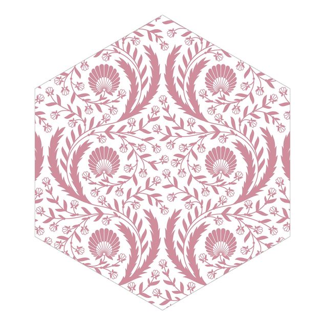 Aesthetic pink wallpaper Tendrils with Fan Flowers in Antique Pink