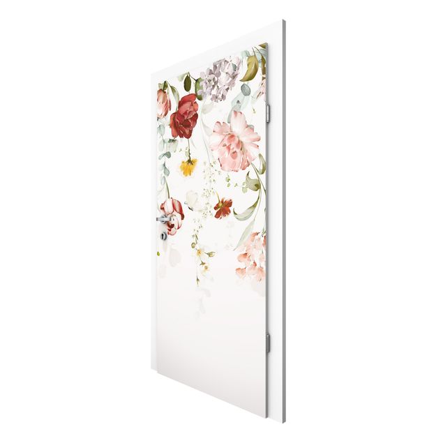 Door Wallpapers flower Trailing Flowers Watercolour