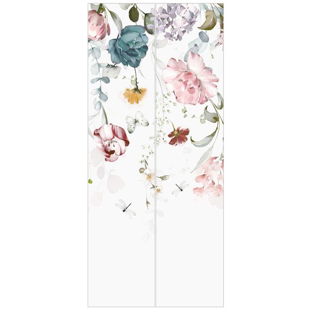 Wallpapers flower Tendril Flowers with Butterflies Watercolour