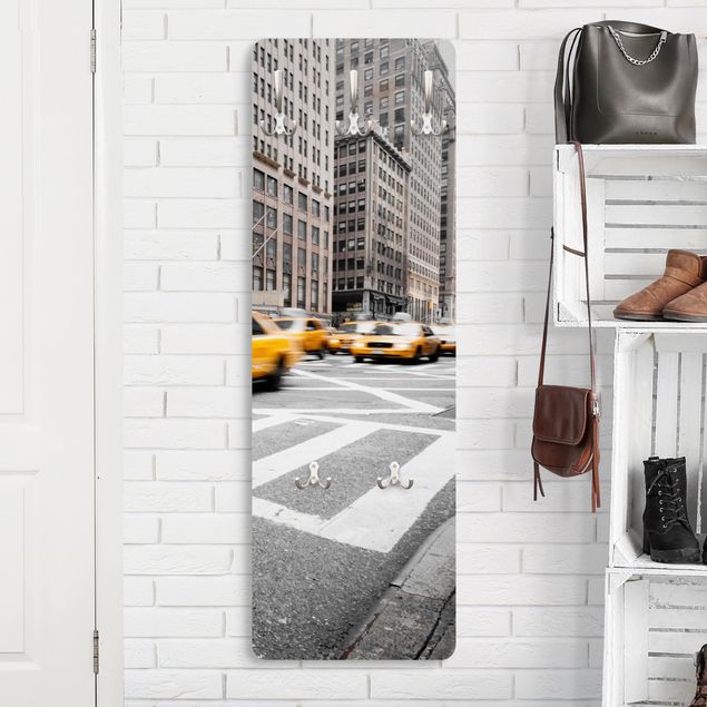 Wall mounted coat rack architecture and skylines Bustling New York