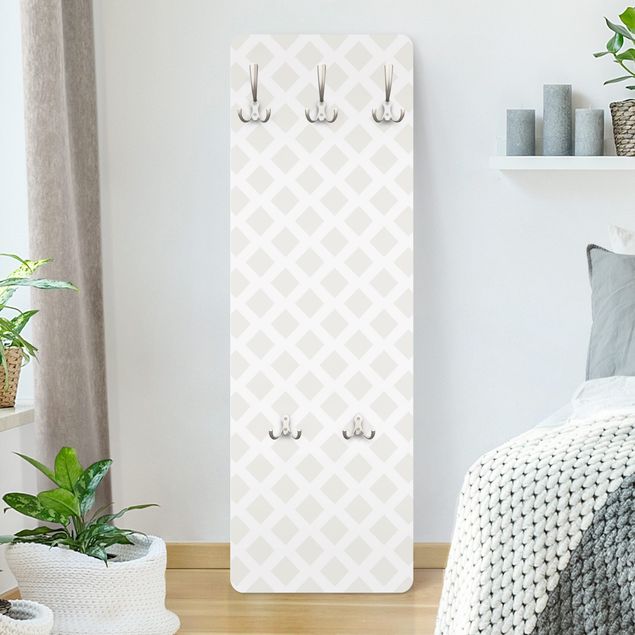 Wall mounted coat rack patterns Diamond Grid Light Beige