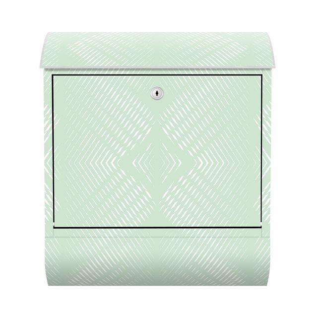 Green letter box Rhombic Pattern With Stripes In Mint Colour