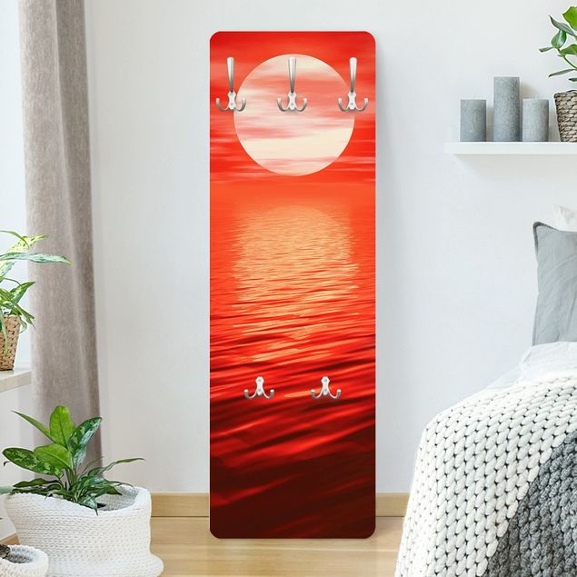 Wall mounted coat rack landscape Red Sunset