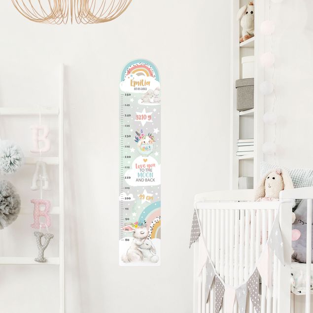 Universe wall stickers Rainbow rabbits to the moon with custom name