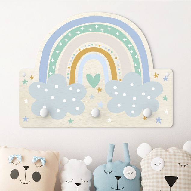 Nursery decoration Rainbow With Clouds Turquoise