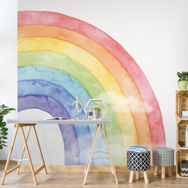 Contemporary wallpaper Rainbow And Clowds Watercolour