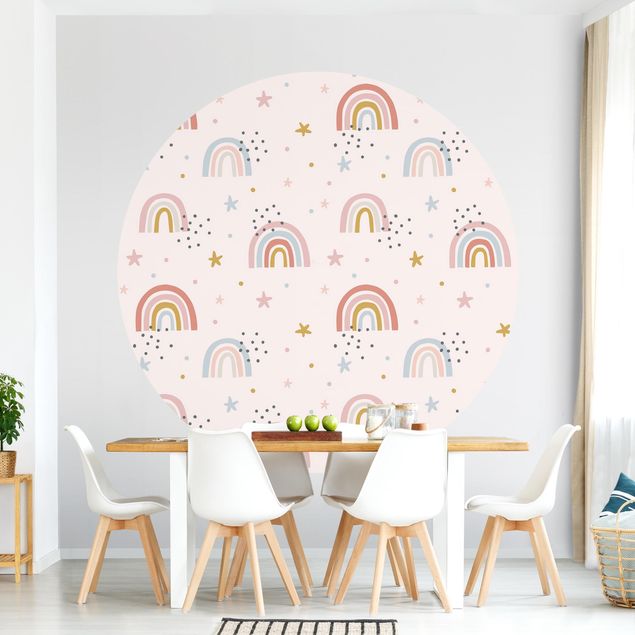Modern wallpaper designs Rainbow World With Stars And Dots