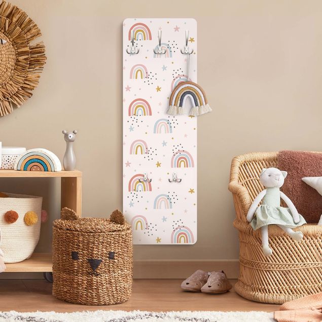 Coat rack patterns Rainbow World With Stars And Dots