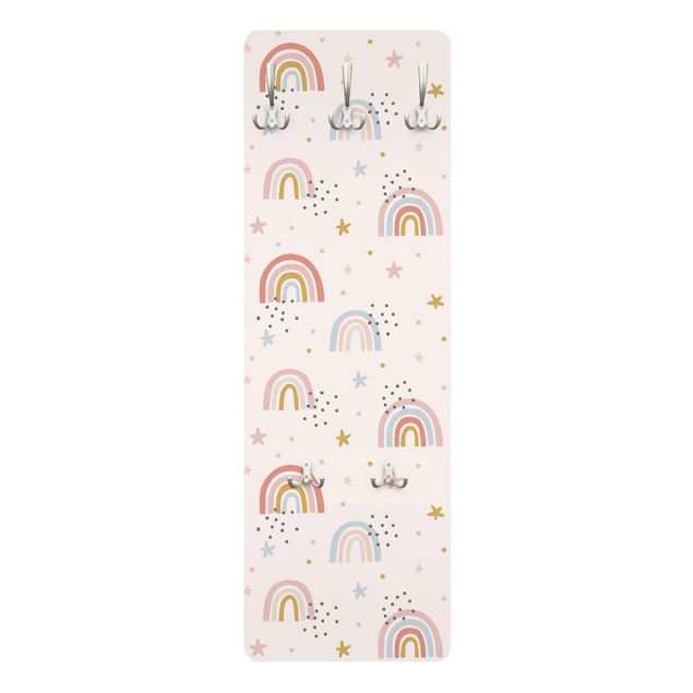 Wall mounted coat rack Rainbow World With Stars And Dots