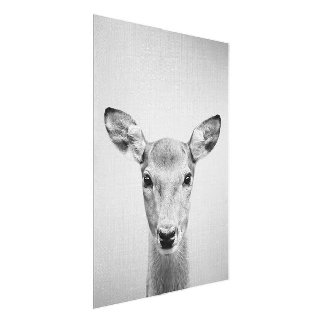 Glass prints pieces Roe Deer Rita Black And White