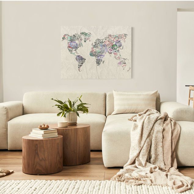 Framed quotes Passport Stamp World Map