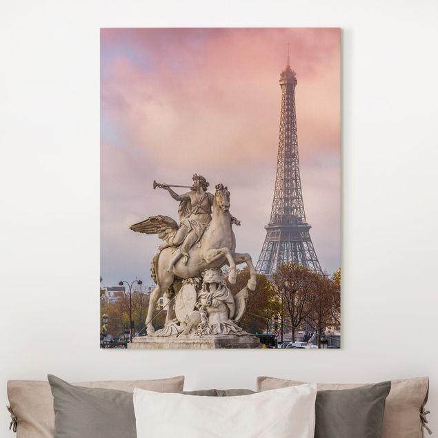 Paris wall art Statue Of Horseman In Front Of Eiffel Tower