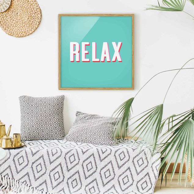 Quote wall art Relax Typo On Blue