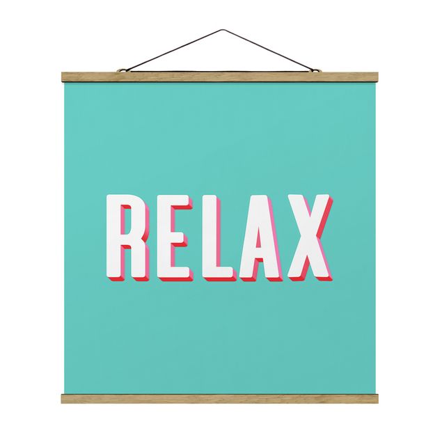 Navy blue wall art Relax Typo On Blue