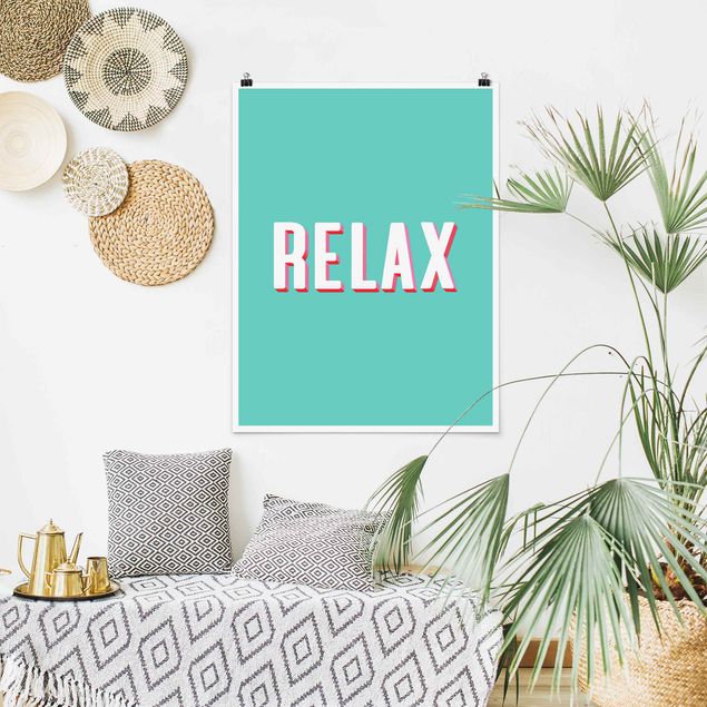 Prints quotes Relax Typo On Blue