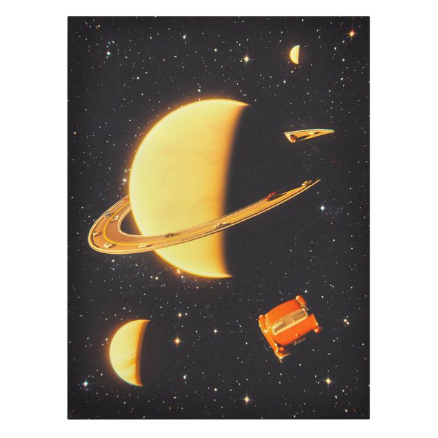 Black prints Retro Collage - The Rings Of Saturn