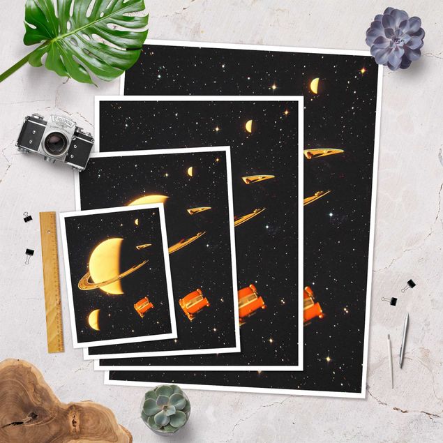 Poster art print - Retro Collage - The Rings Of Saturn