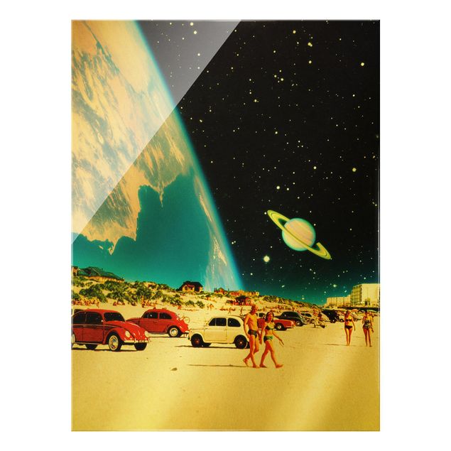 Car art prints Retro Collage - Galactic Beach