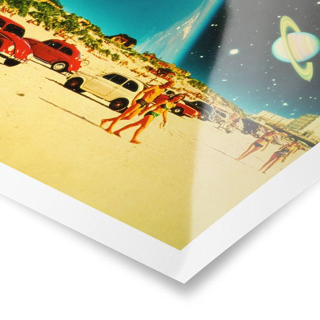Contemporary art prints Retro Collage - Galactic Beach