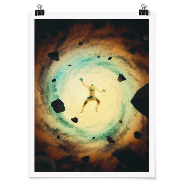 Black art prints Retro Collage - In Space