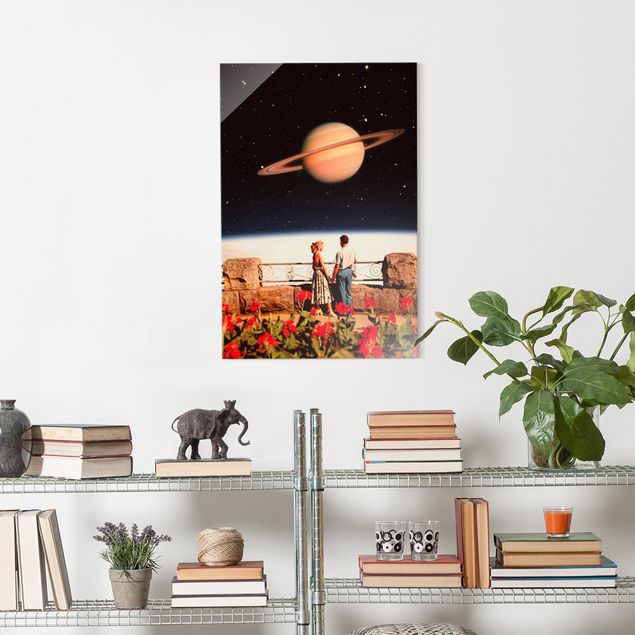 Glass prints flower Retro Collage - Love In Space