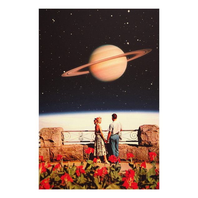Prints black Retro Collage - Love In Space