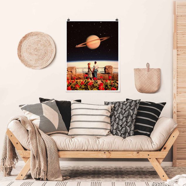 Floral canvas Retro Collage - Love In Space