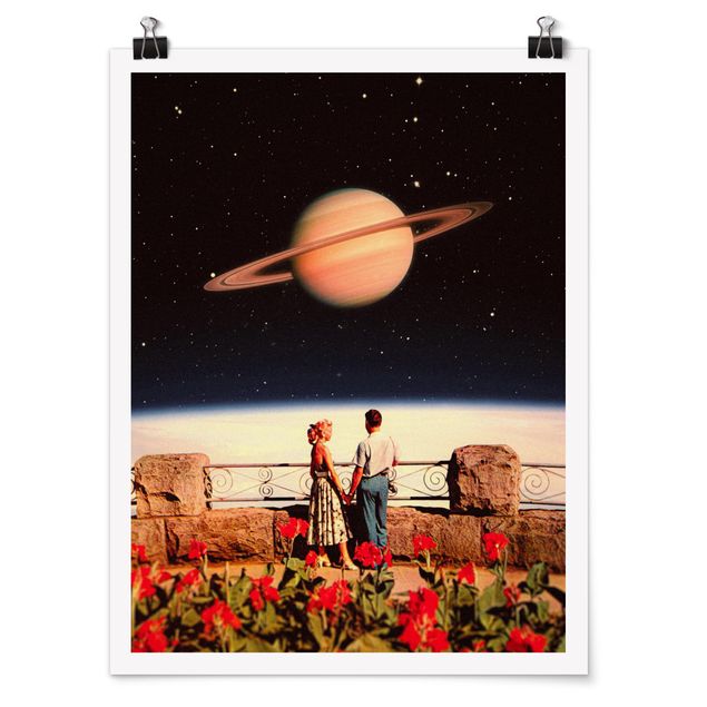 Black art prints Retro Collage - Love In Space