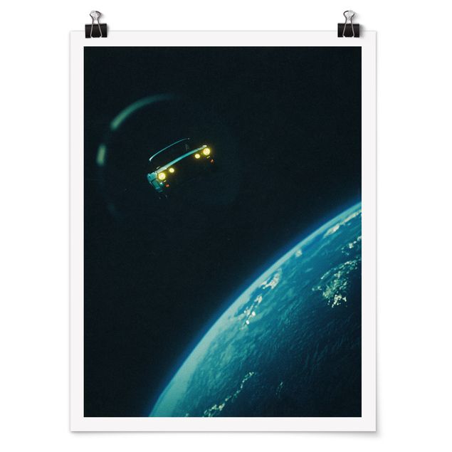 Black prints Retro Collage - Road Trip Through Space