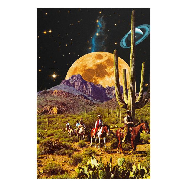 Glass prints landscape Retro Collage - Space Cowboys
