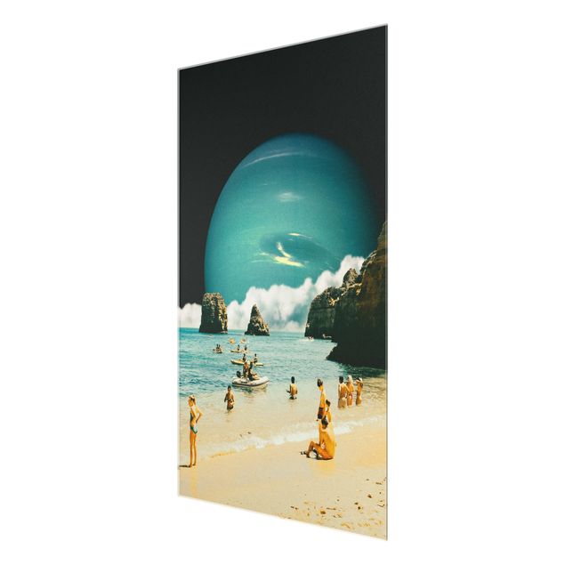 Glass prints landscape Retro Collage - Space Beach