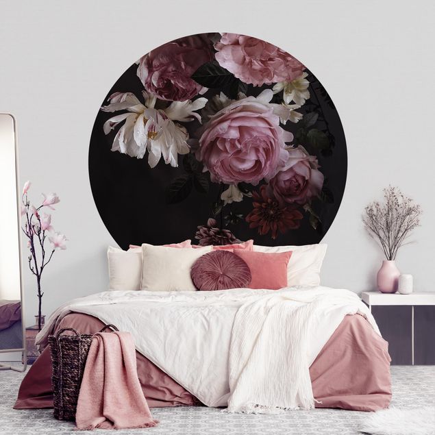 Rose flower wallpaper Pink Flowers On Black Vintage