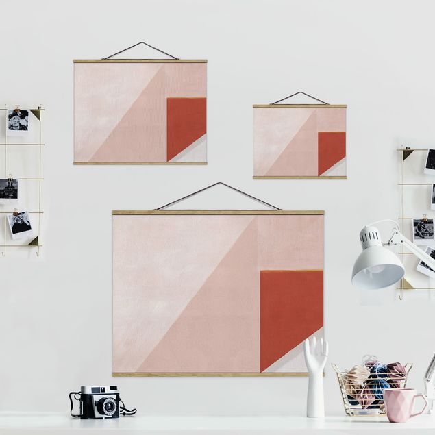 Fabric print with posters hangers Pink Geometry