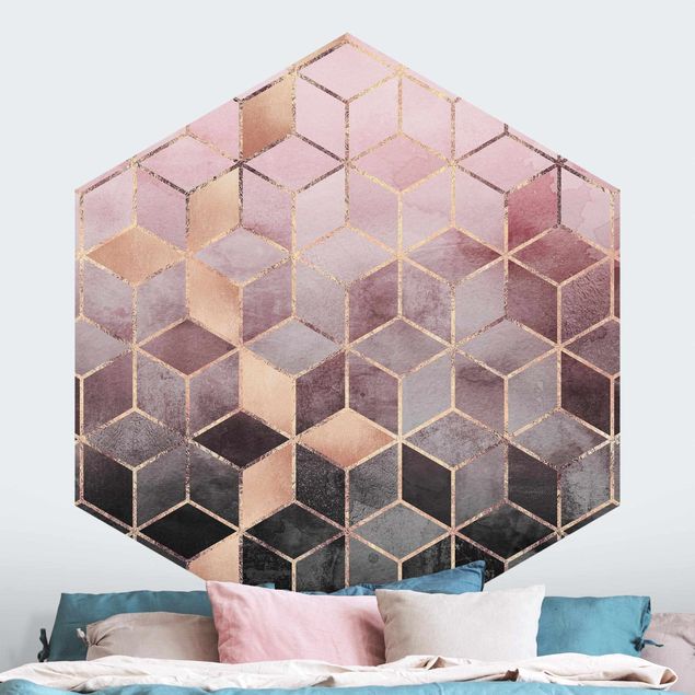 Wallpapers geometric Pink Gray Golden Geometry