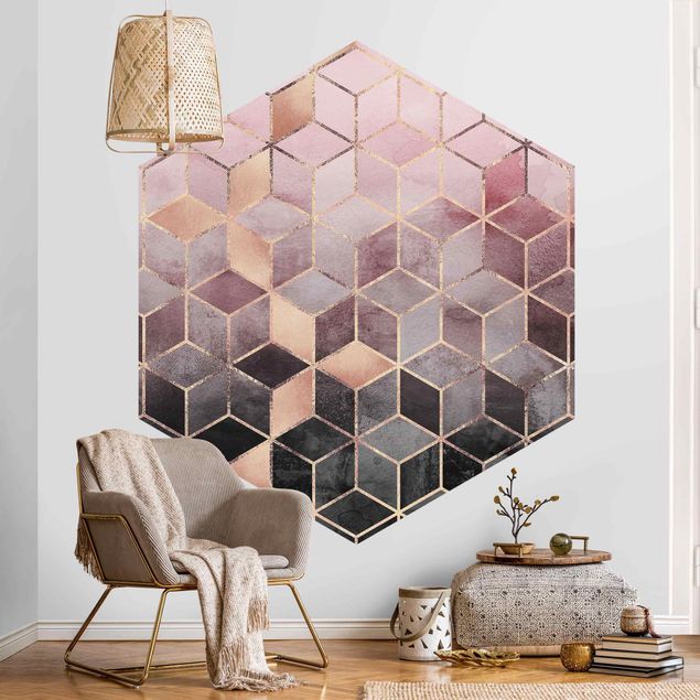 Wallpapers modern Pink Gray Golden Geometry