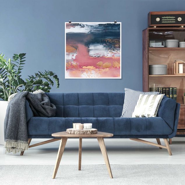 Art prints Pink Storm With Gold
