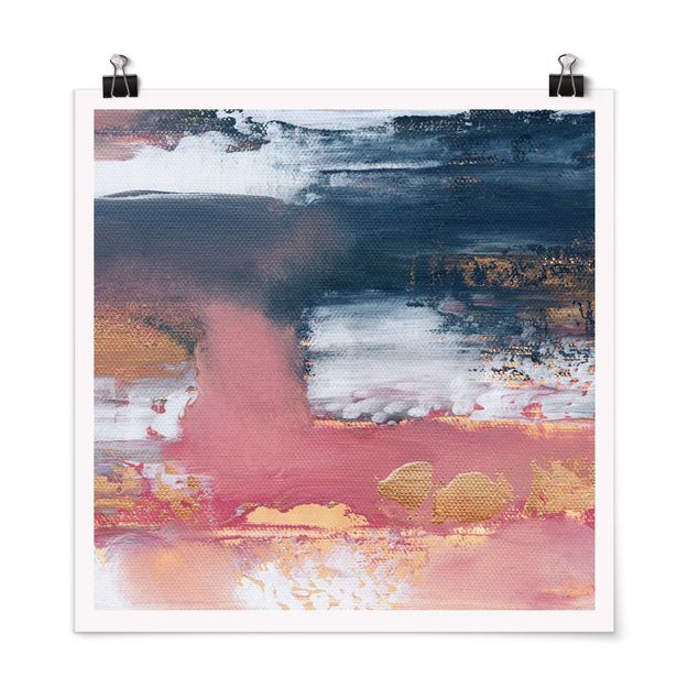 Prints abstract Pink Storm With Gold