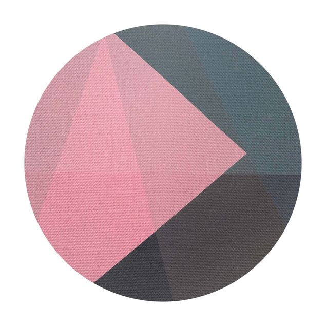 Vinyl Floor Mat round - Pink Transparency Geometry