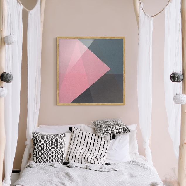 Abstract canvas wall art Pink Transparency Geometry
