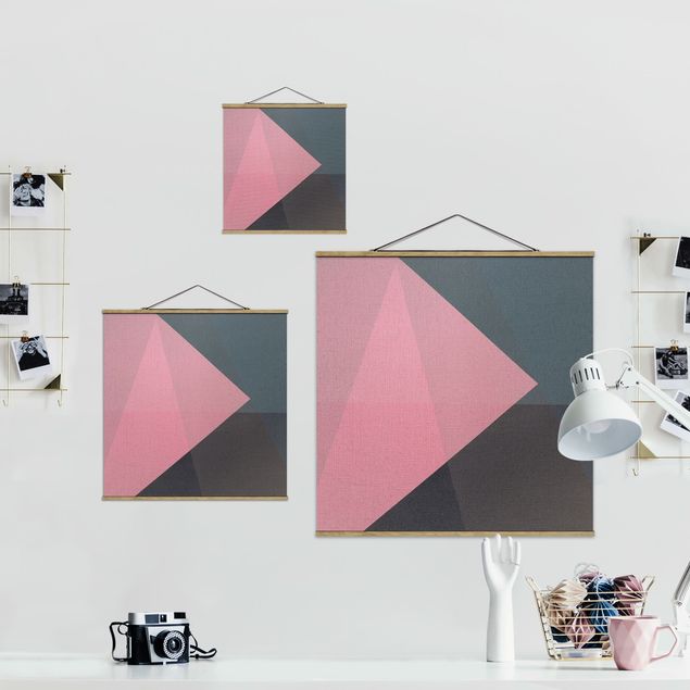Fabric print with posters hangers Pink Transparency Geometry