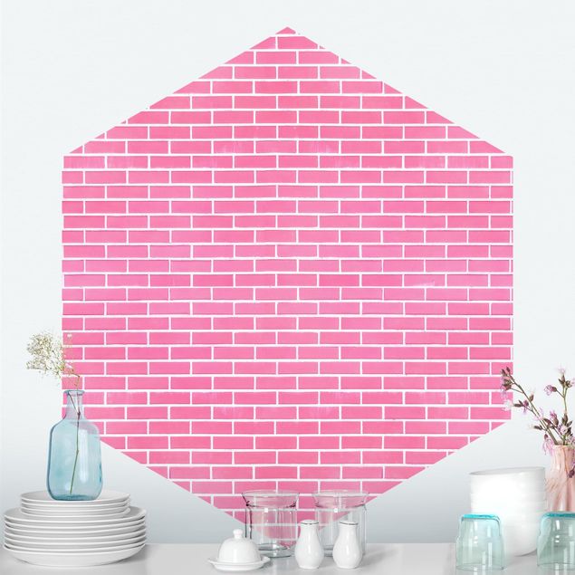 Brick effect wallpaper Pink Brick Wall