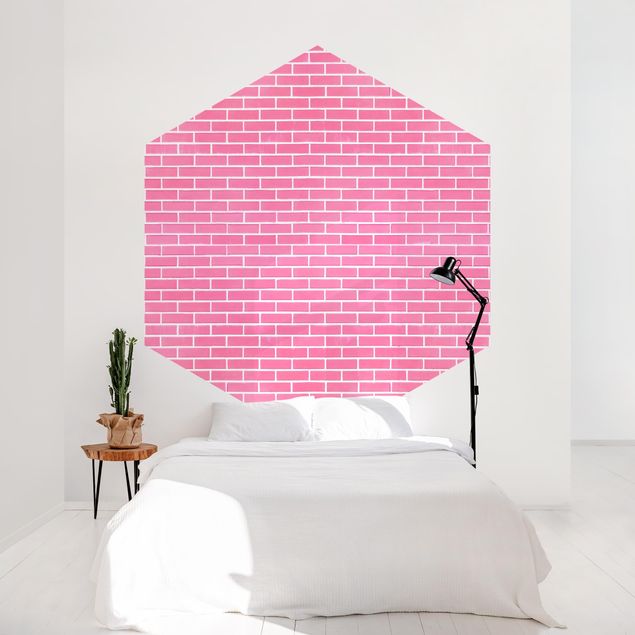 Stone effect wallpaper Pink Brick Wall