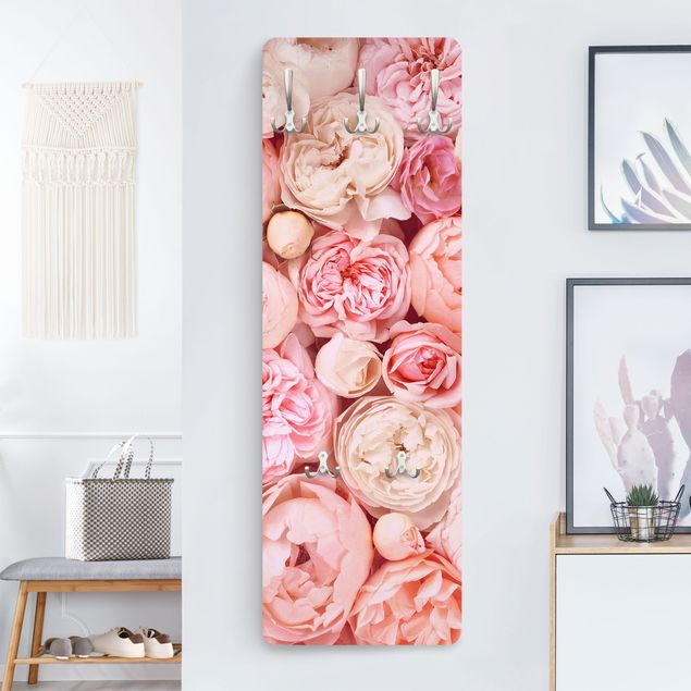 Wall mounted coat rack flower Roses Rosé Coral Shabby
