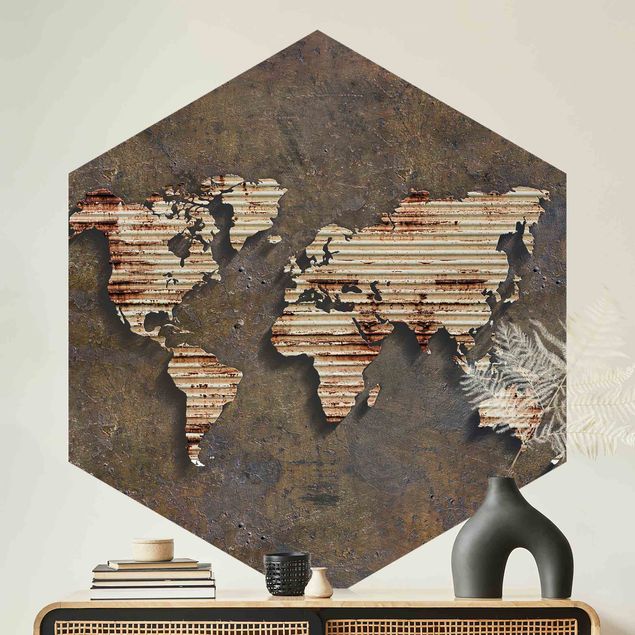 Contemporary wallpaper Rust World Map