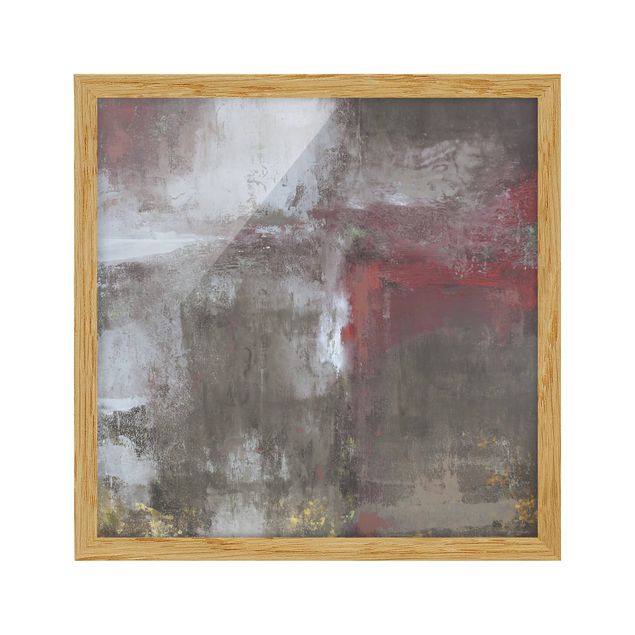 Framed abstract prints Red Structure With Golden Accents